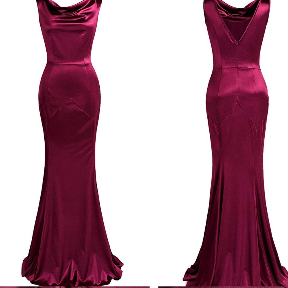 Burgundy mermaid evening dress bridesmaid prom